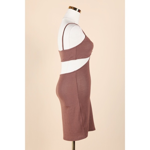 Sz S Divided By H&M Keyhole Cut Out  Sleeveless Mini Dress In Brown GUC - Picture 2 of 4